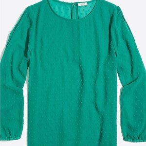 J. Crew Cold-shoulder clip dot top, Tawny Jade, M, NWT